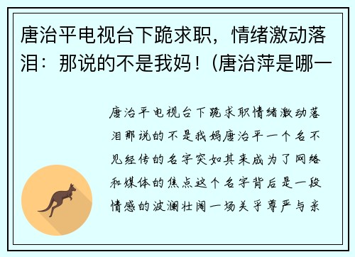 唐治平电视台下跪求职，情绪激动落泪：那说的不是我妈！(唐治萍是哪一期节目)